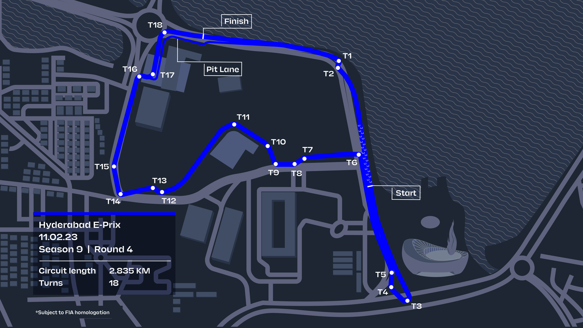 A map of the Hyderabad Street Circuit.